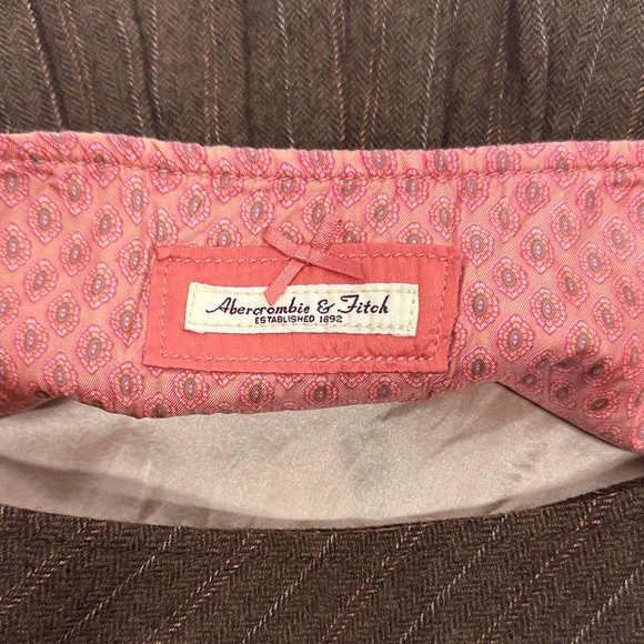 Vintage Abercrombie & Fitch Low Rise Micro Mini Skirt Wool Silk Lined Brown 2 - Picture 8 of 10
